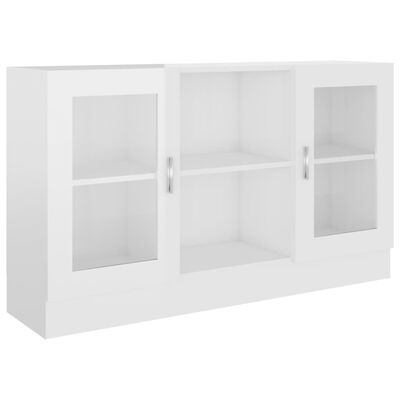 vidaXL Шкаф витрина, бял гланц, 120x30,5x70 см, ПДЧ