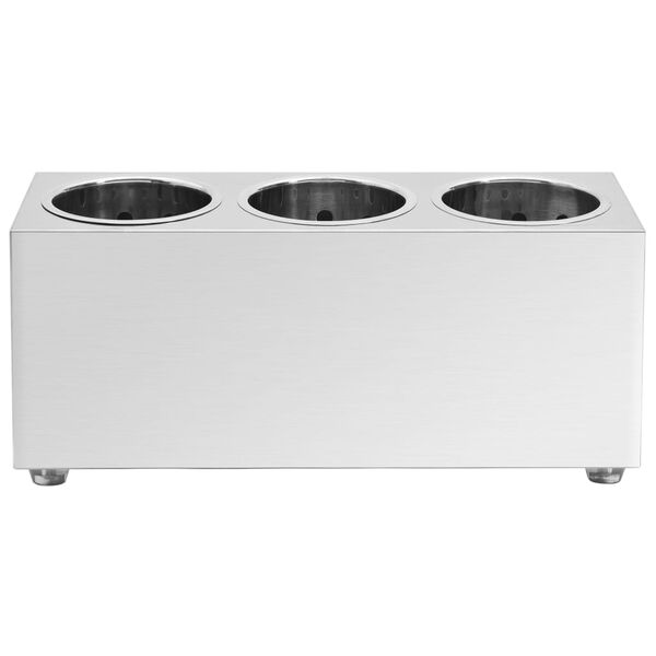 vidaXL Държач за прибори за хранене, 3 решетки, правоъгълен, инокс