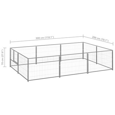 vidaXL Клетка за кучета, сива, 6 м², стомана