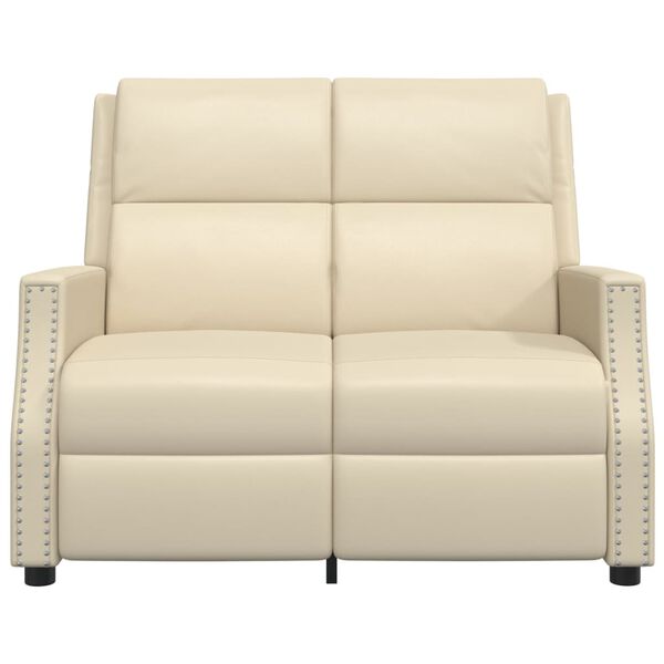 vidaXL 2-местен масажен реклайнер, кремаво, изкуствена кожа