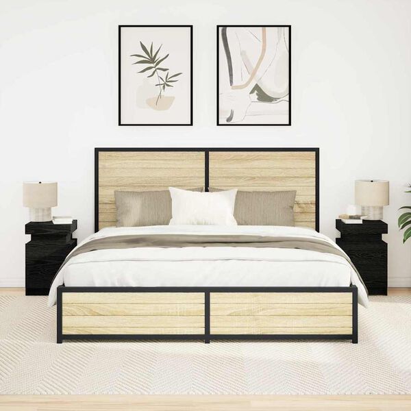 vidaXL Нощен шкаф 2 pcs Черния дъб 35 x 39 x 55 см Инженерно дърво