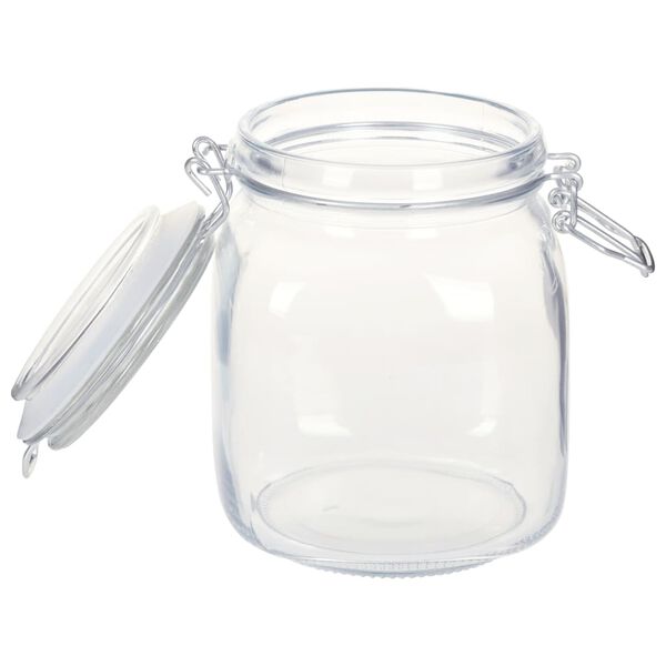 vidaXL Стъклени буркани с механизъм за затваряне, 6 бр, 1 л