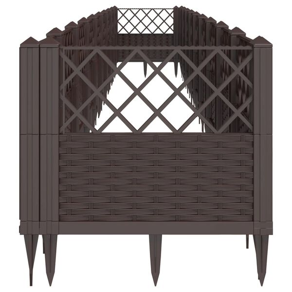 vidaXL Градинска кашпа с колчета, кафява, 363,5x43,5x43,5 см, PP