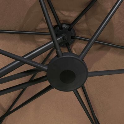 vidaXL Градински чадър със стоманен прът, 300 см, таупе