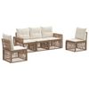 vidaXL Градински Софа Комплект 5 бр. Бежов и кремаво бял полиратан