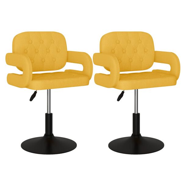 vidaXL Въртящи се трапезни столове, 2 бр, горчица, текстил