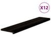 vidaXL Стълбищни стъпала, 12 бр, кафяво-черни, 120x30x2 см, дъб масив