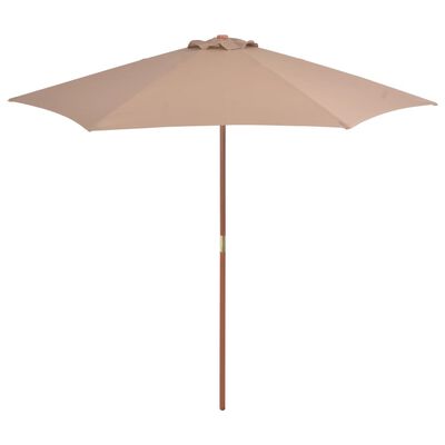 vidaXL Градински чадър с дървен прът, 270 см, таупе