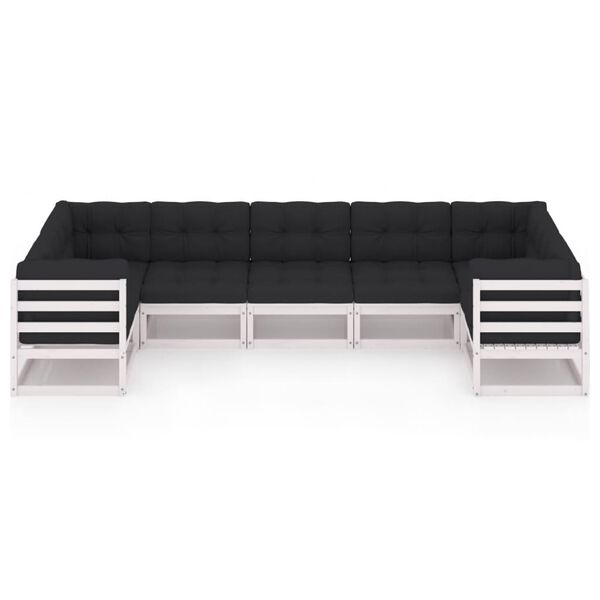 vidaXL Градински лаундж комплект 7 части с възглавници бял бор масив