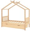 vidaXL Рамка за детско легло с чекмедже, борово дърво масив, 80x160 см