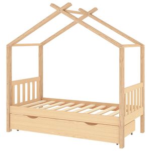 vidaXL Рамка за детско легло с чекмедже, борово дърво масив, 80x160 см