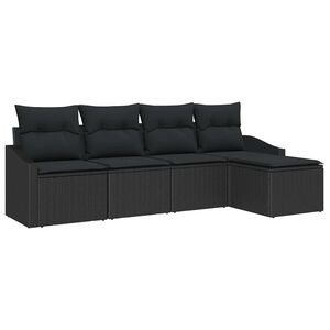 vidaXL Комплект дивани 5 бр. Черно полиратан