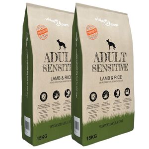 vidaXL Премиум храна за кучета Adult Sensitive Lamb &amp; Rice 2 бр 30 кг