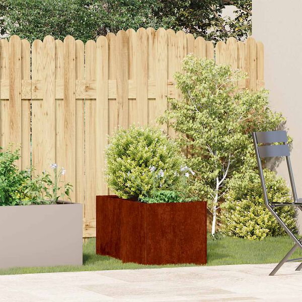 vidaXL Кашпа, ръждива, 40x80x40 см, патинираща стомана