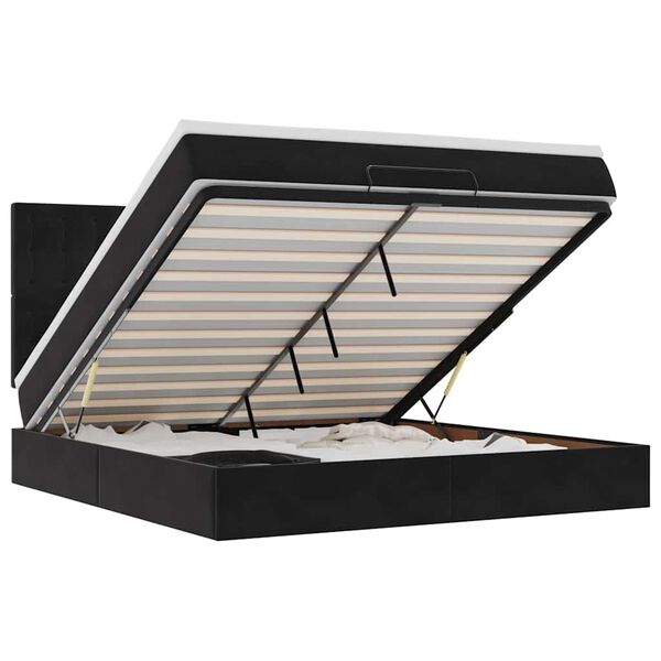 vidaXL Османска легло с матраци, черно, 160x200 см, кадифе