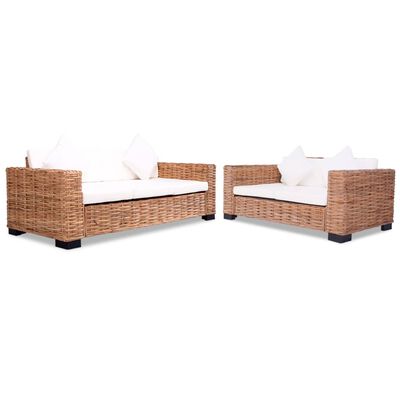 vidaXL Комплект мека мебел от 15 части, естествен ратан