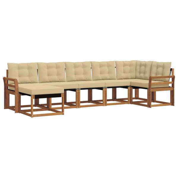 vidaXL Комплект дивани за открито 7 pcs Натурален и Бежов