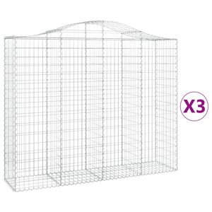 vidaXL Габионни кошници арка 3 бр 200x50x160/180 см поцинковано желязо