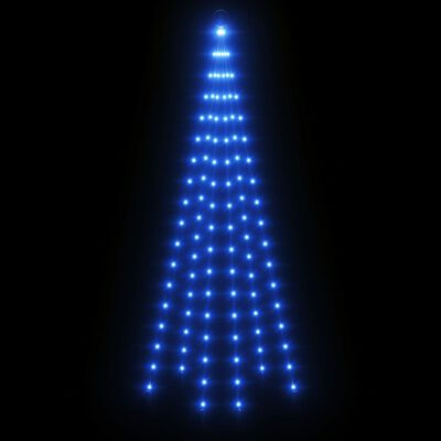 vidaXL Коледна елха на флагщок, синьо, 108 LED, 180 см