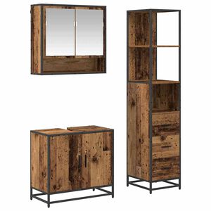 vidaXL Комплект мебели за баня 3 бр. Старо дърво 35 x 37,5 x 166 см