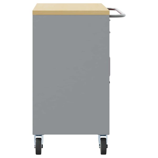 vidaXL Работен кабинет с чекмедже 2 pcs Черен и Сив 100 x 55 x 85 см