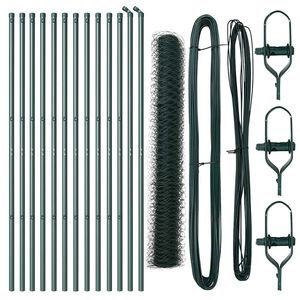 vidaXL Стълб за ограда. Зелен