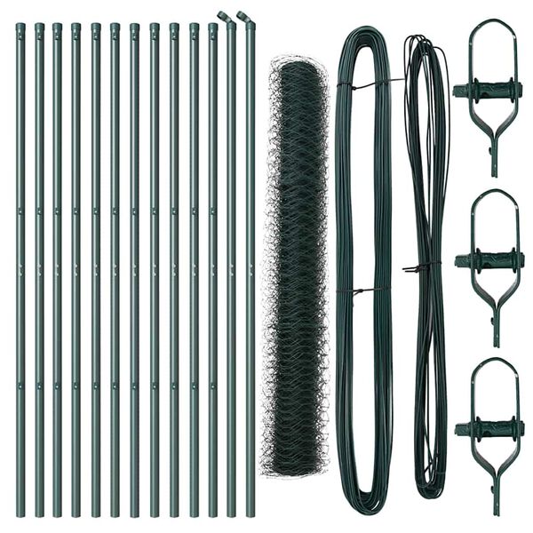 vidaXL Стълб за ограда. Зелен 25 x 1 м (50 мм мрежа) Стомана