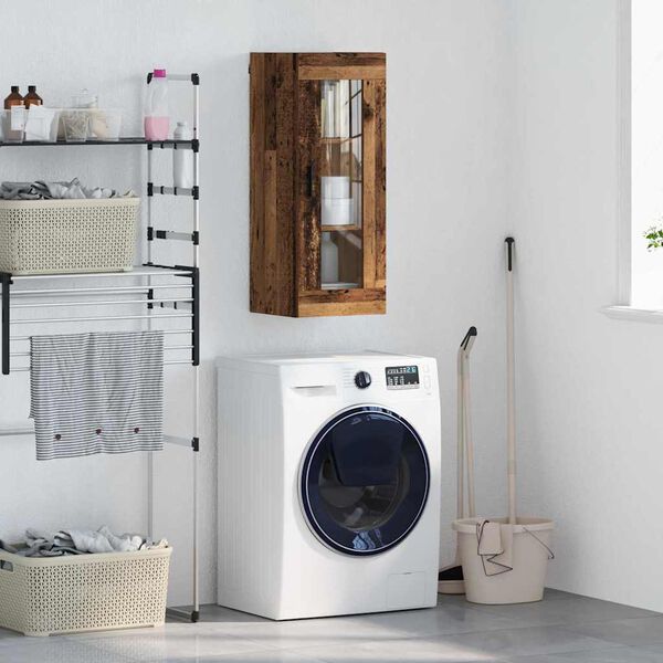 vidaXL Стенен шкаф Старо дърво 34,5 x 34 x 90 см