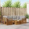 vidaXL Комплект дивани за открито 7 pcs Естествено и светло сиво