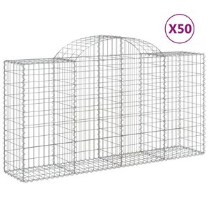 vidaXL Габионни кошници арка 50 бр 200x50x100/120см поцинковано желязо