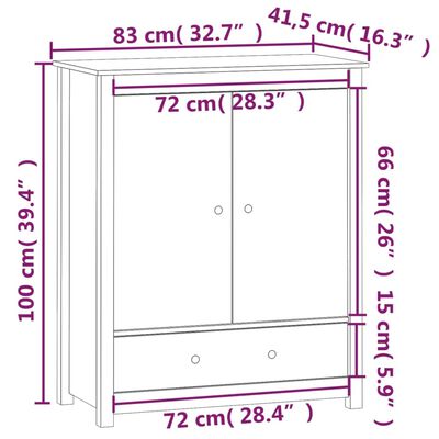 vidaXL Висок шкаф, бял, 83x41,5x100 см, бор масив