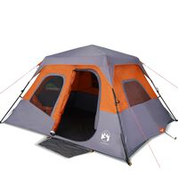 vidaXL Къмпинг палатка за 6 души, сиво и оранжево, водоустойчива
