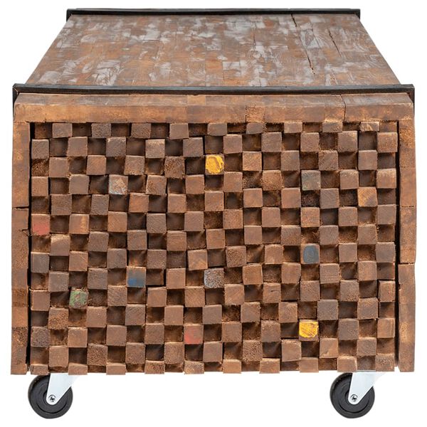 vidaXL Маса за кафе, 110x45x38 cм, тиково дърво масив