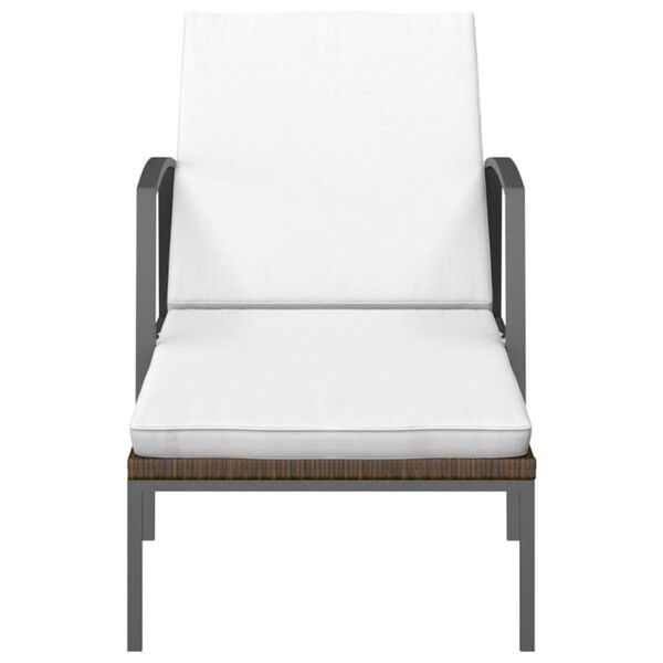 vidaXL Шезлонги, 2 бр, с масичка, полиратан, кафяви