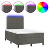 vidaXL Боксспринг легло с матрак и LED, тъмносиво, 120x190 см, кадифе
