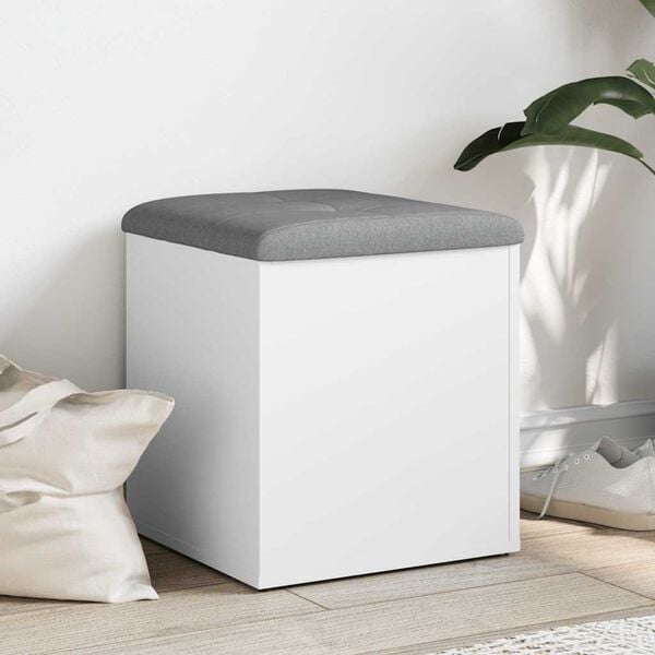 vidaXL Пейка за съхранение, бяла, 42x42x45 см, инженерно дърво