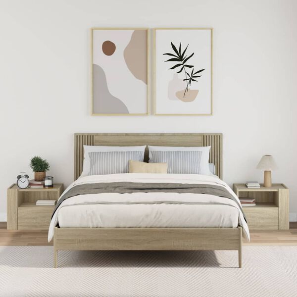 vidaXL Нощни шкафчета за стенен монтаж, 2 бр, сонома дъб, 45x30x35 см