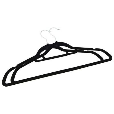 vidaXL 50 бр Комплект закачалки за дрехи антиплъзгащи черно кадифе