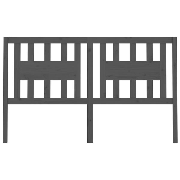 vidaXL Табла за спалня, сива, 166x4x100 см, бор масив