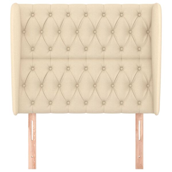 vidaXL Горна табла за легло с уши, кремава, 93x23x118/128 см, плат