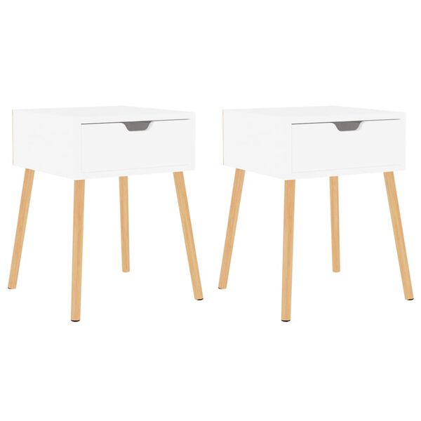 vidaXL Нощни шкафчета, 2 бр, бял гланц, 40x40x56 см, инженерно дърво