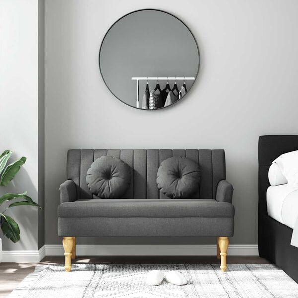 vidaXL Пейка с възглавници, тъмносиво, 113x64,5x75,5 см, плат