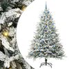 vidaXL Изкуствена светена коледна елха с комплект топки Зелено 210 cm