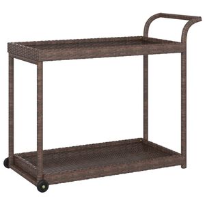vidaXL Бар количка, кафява, 100x45x83 см, полиратан