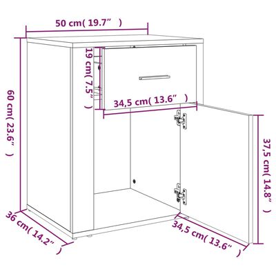 vidaXL Нощно шкафче, бял гланц, 50x36x60 см, инженерно дърво
