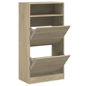 vidaXL Шкаф за обувки, сонома дъб, 60x34x116 см, инженерно дърво