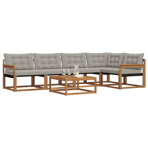 vidaXL Комплект дивани за открито 6 pcs Естествено и светло сиво