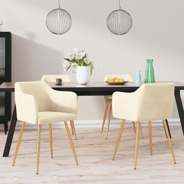vidaXL Трапезни столове, 4 бр, кремави, кадифе