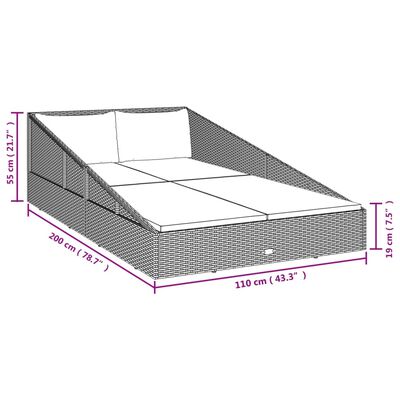 vidaXL Градинско легло, кафяво, 110x200 см, полиратан
