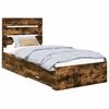 vidaXL Рамка за легло с чекмедже Опушен дъб и сребро 75 x 190 cm